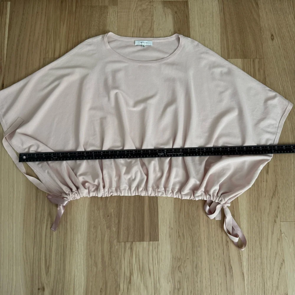 Milly Elastic Tie Hem Pink Top Boat Neck Oversized Size Small - Picture 4 of 11